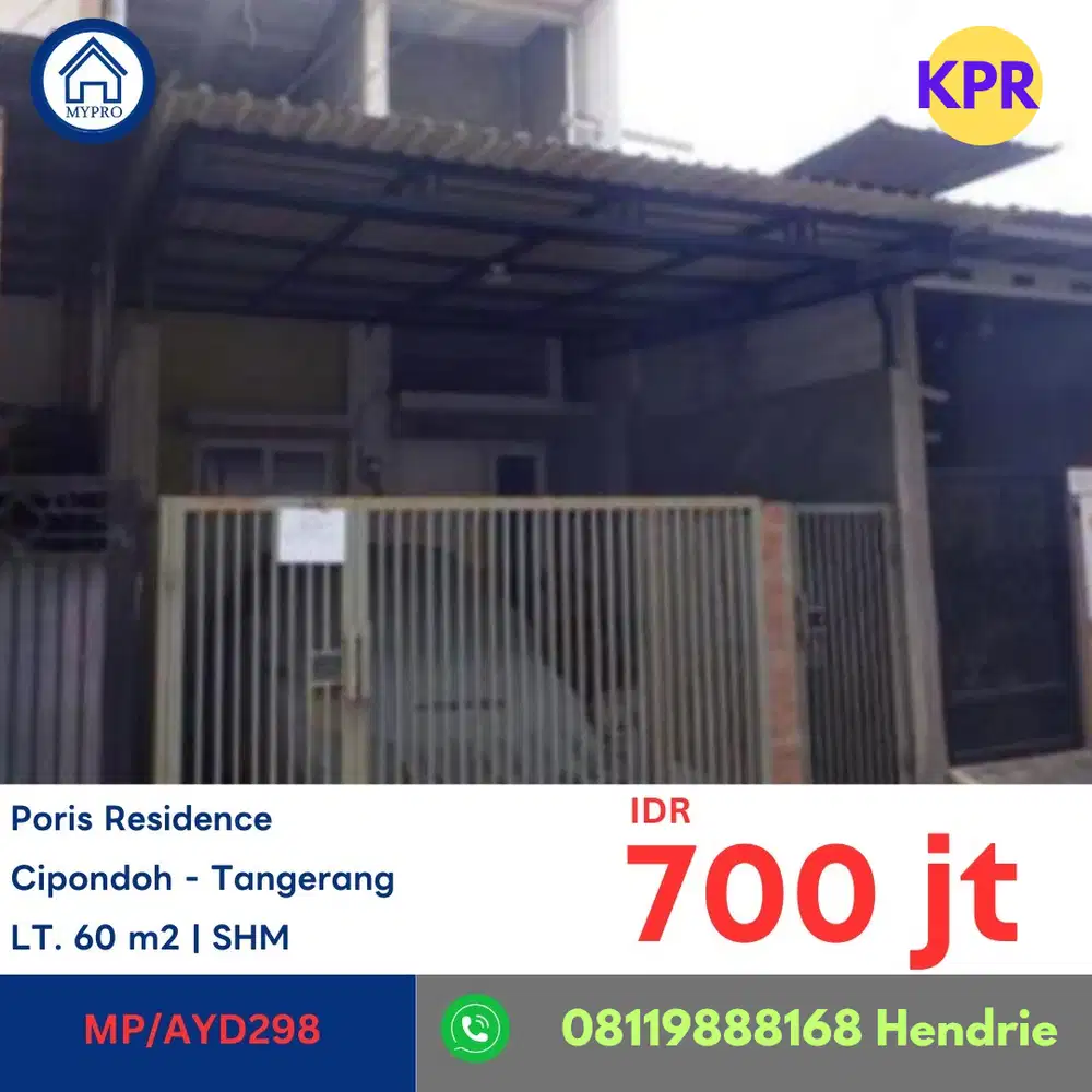 MP/AYD298 AYDA rumah poris residence blok a8 no 30 cipondoh tangerang