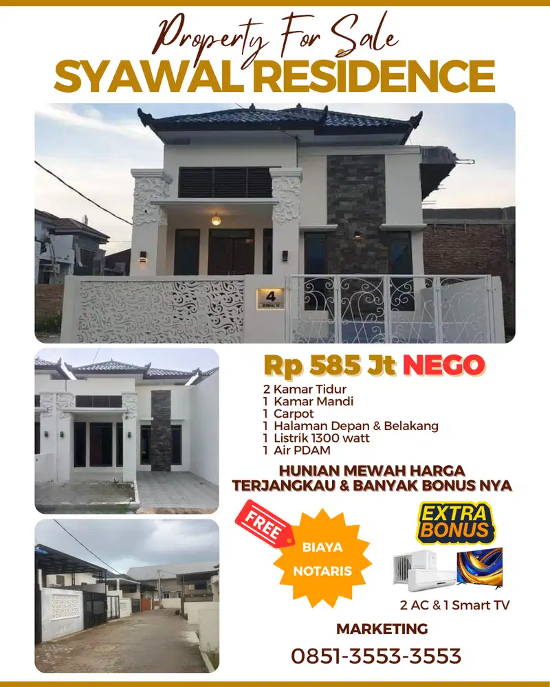 Rumah Mewah Baru Harga Terjangkau Banyak Bonusnya di Syawal Residence