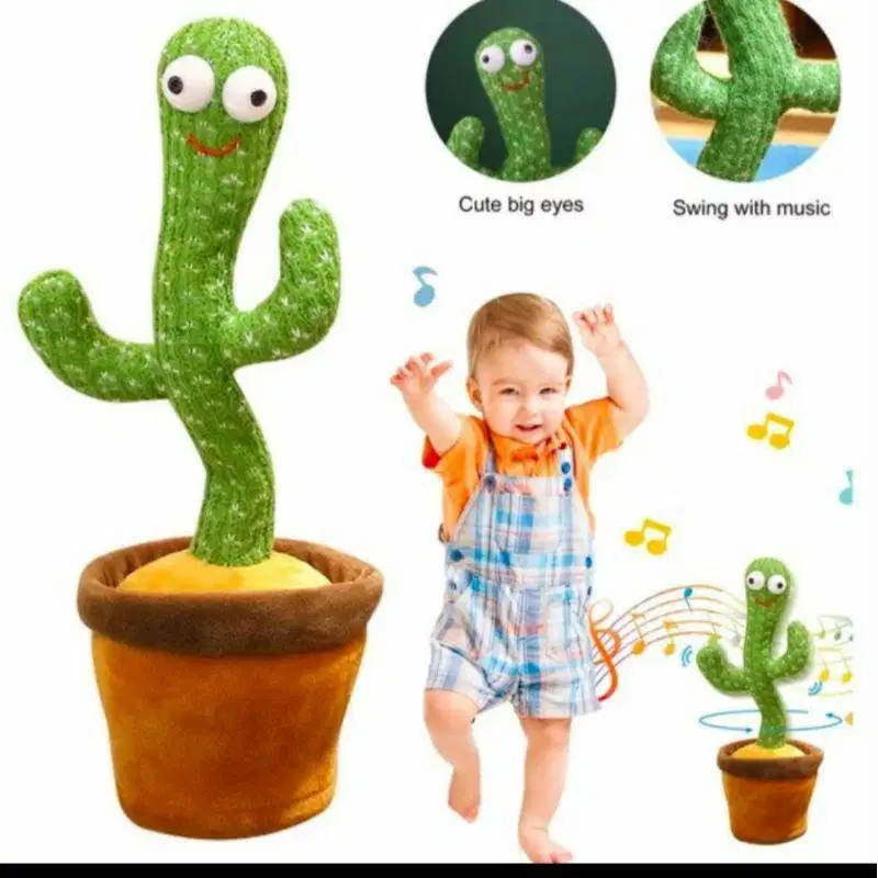 MAINAN ANAK BONEKA KAKTUS BICARA - TOY KAKTUS GOYANG USB