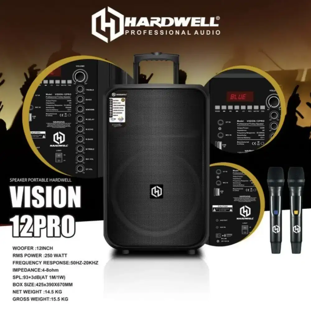 Speaker aktif portable hardwell vision 12 pro 12pro 12 inch original