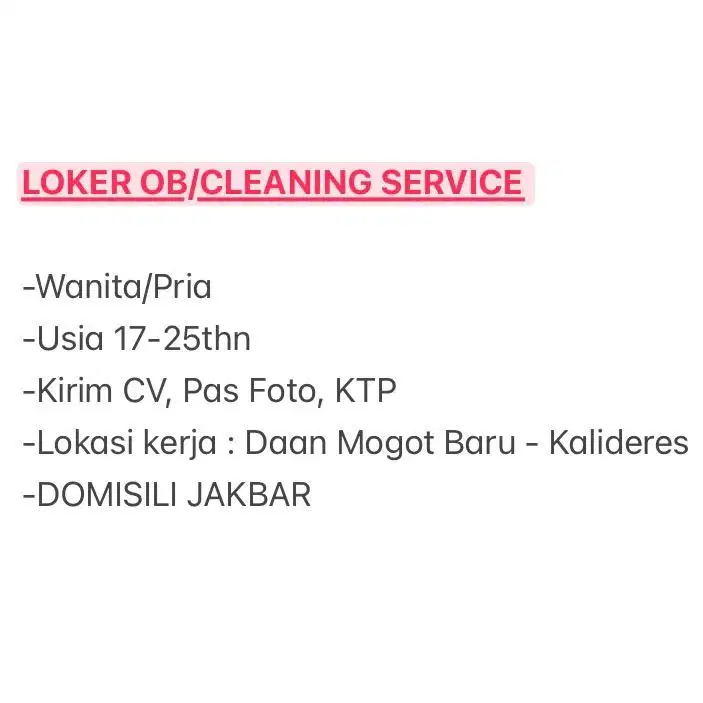LOKER OB/CLEANING SERVICE