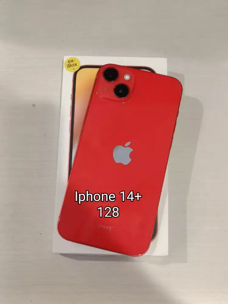 Jual hp second Iphone 14 plus 128 merah ibox PA/A Fullset no minus 99%