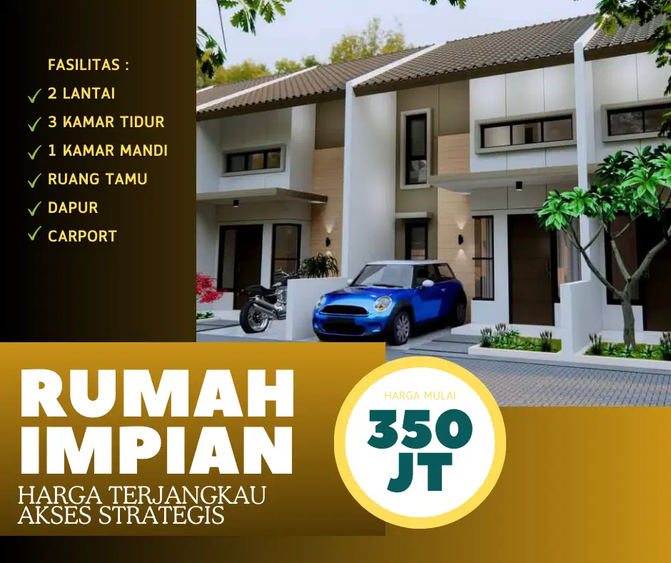 RUMAH 2 LANTAI 3 KAMAR AKSES STRATEGIS MULAI DARI 365 JUTA