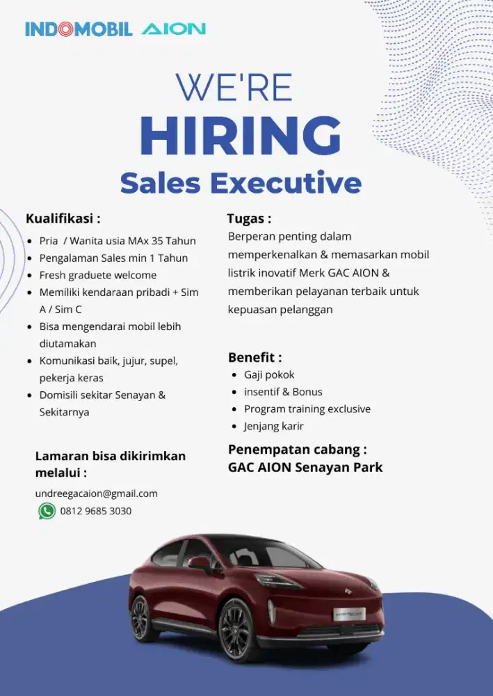 Sales Executive GAC AION SENAYAN PARK