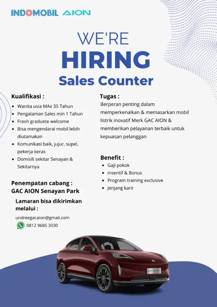Sales Counter GAC AION SENAYAN PARK
