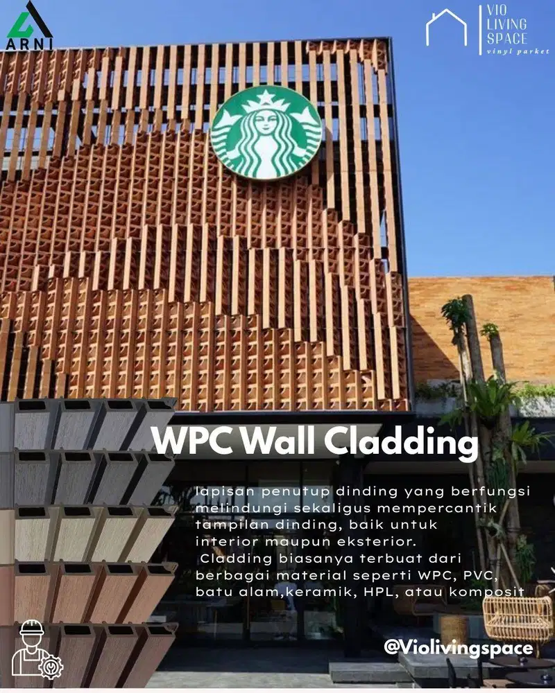 VIOLIVINGSPACE WPC Wall Cladding Laiv with UV Untuk outdoor