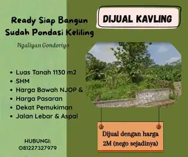 Djual Tanah SHM Dgn Luas 1130 m2 Sdh Pondasi Keliling Semarang Kota