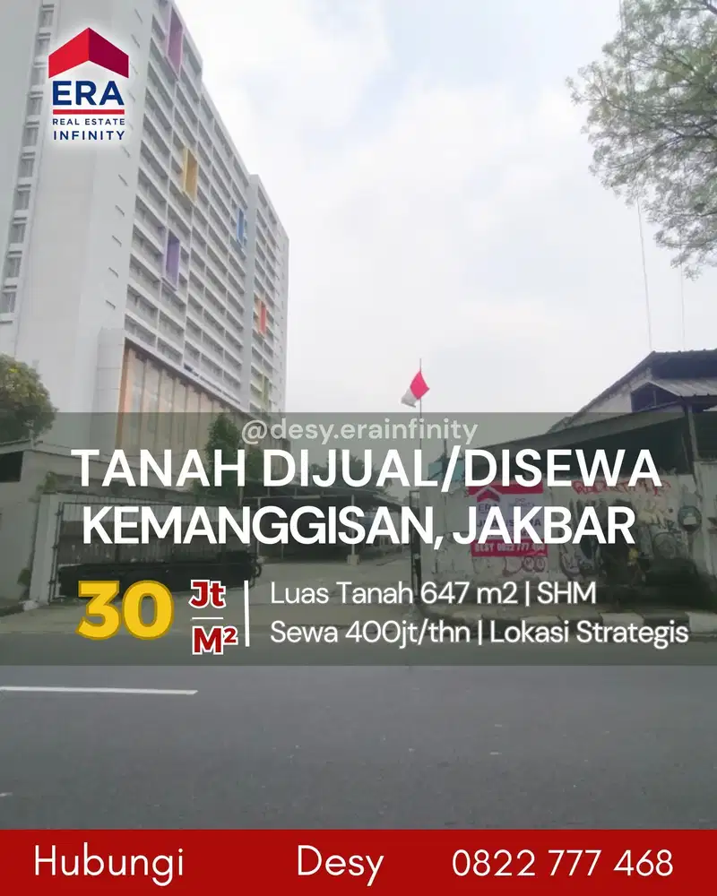 Dijual Tanah di Kemanggisan, Jakarta Barat