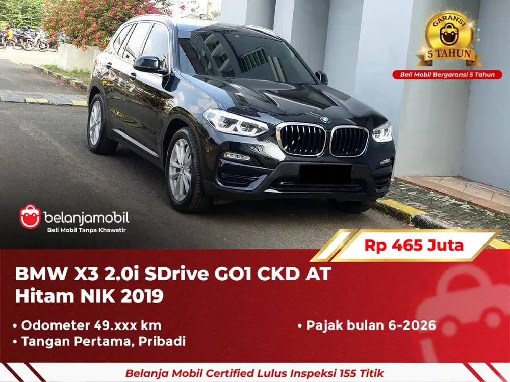 [ GARANSI 5TH ] BMW X3 X 3 2.0i SDrive GO1 CKD AT Hitam 2019/2020