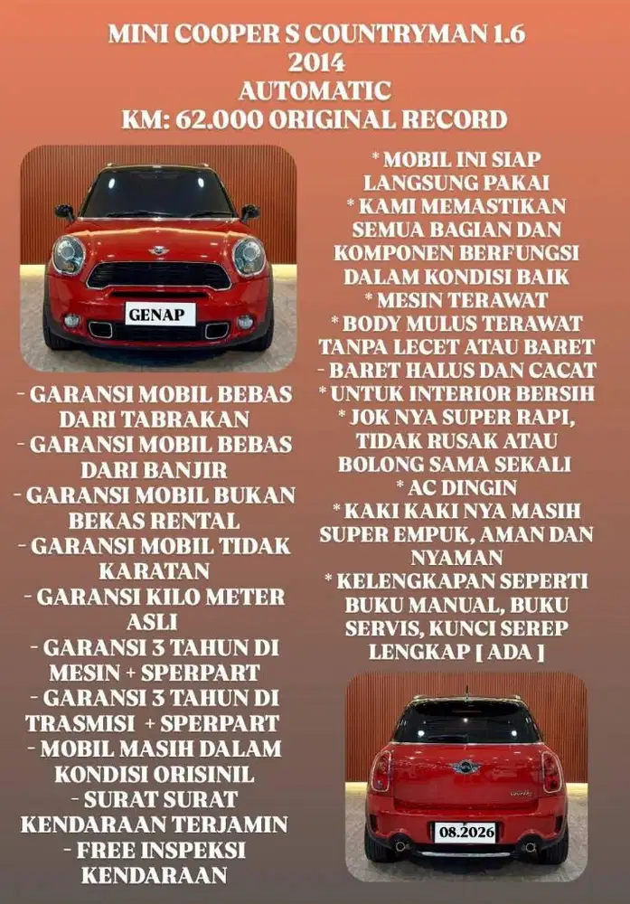 [ 3 YEAR WARRANTY ] MINI COOPER S COUNTRYMAN 1.6 AT 2014