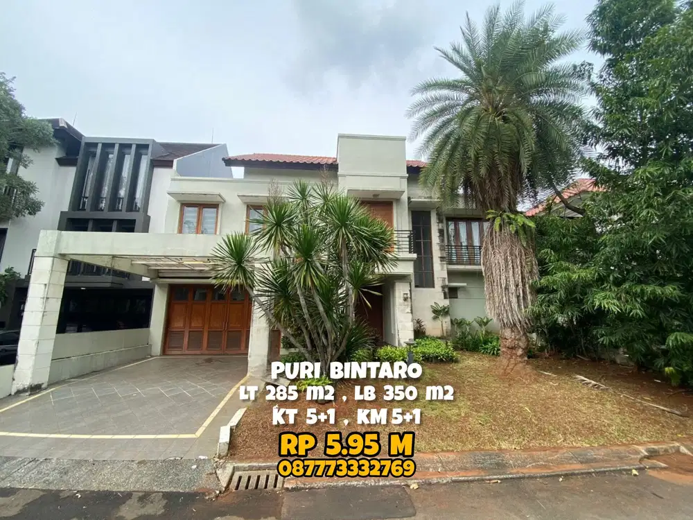 15867 / Jual cepat rumah Puri Bintaro 2 lt depan taman