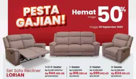 EXTRA DISKON! Sofa set recline (1+2+3 dudukan) bahan kokoh