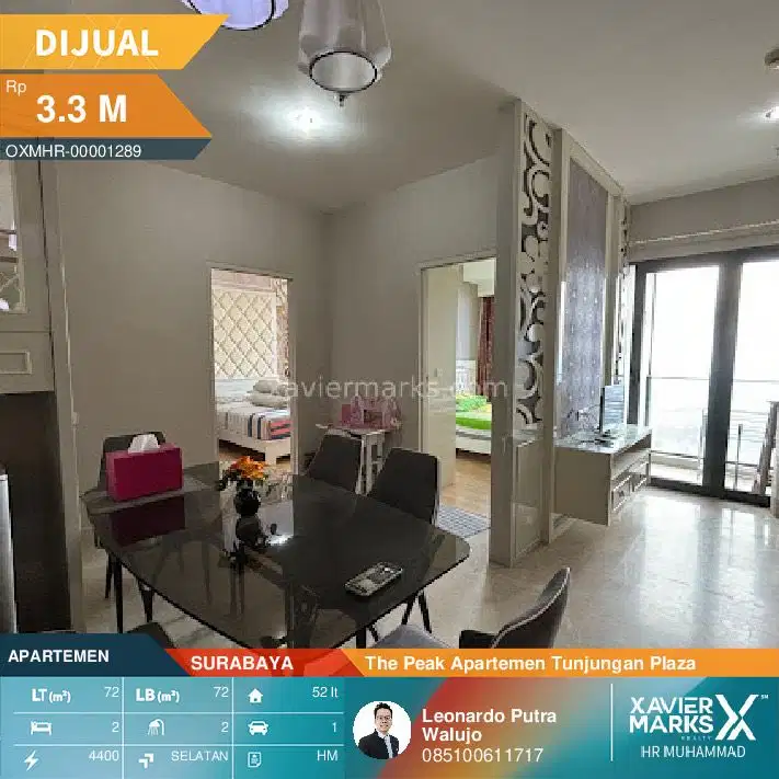 Apartemen The Peak lantai 52 Furnish Tipe 2 bedroom luas 72m2