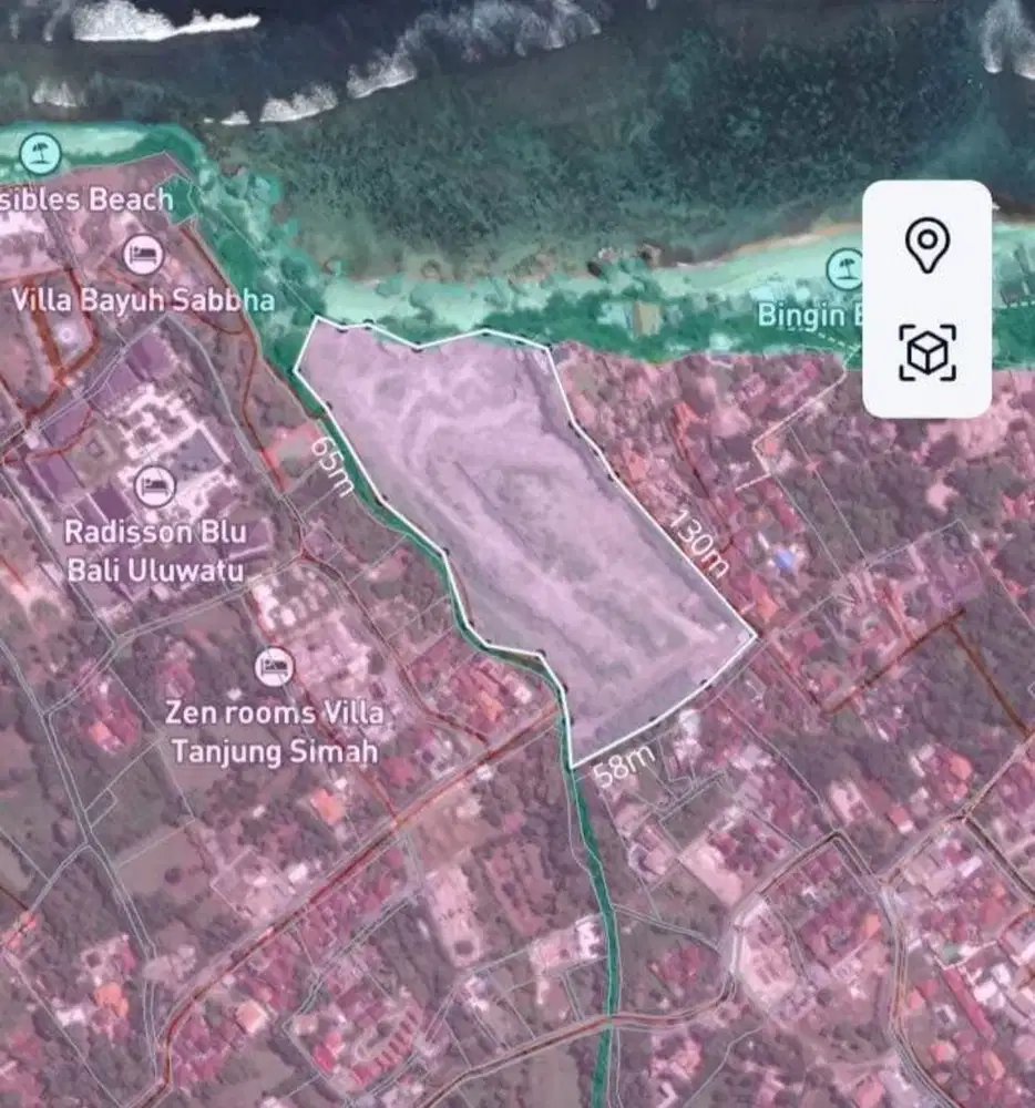 Tanah 3 hektar  view cliffront  bingin beach