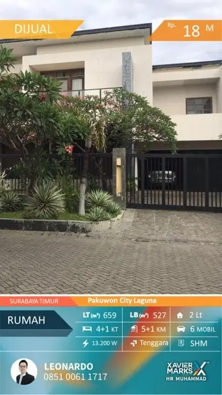 Rumah Pakuwon City Raya Laguna 660m2 dekat Sekolah Cita Hati, Sayang
