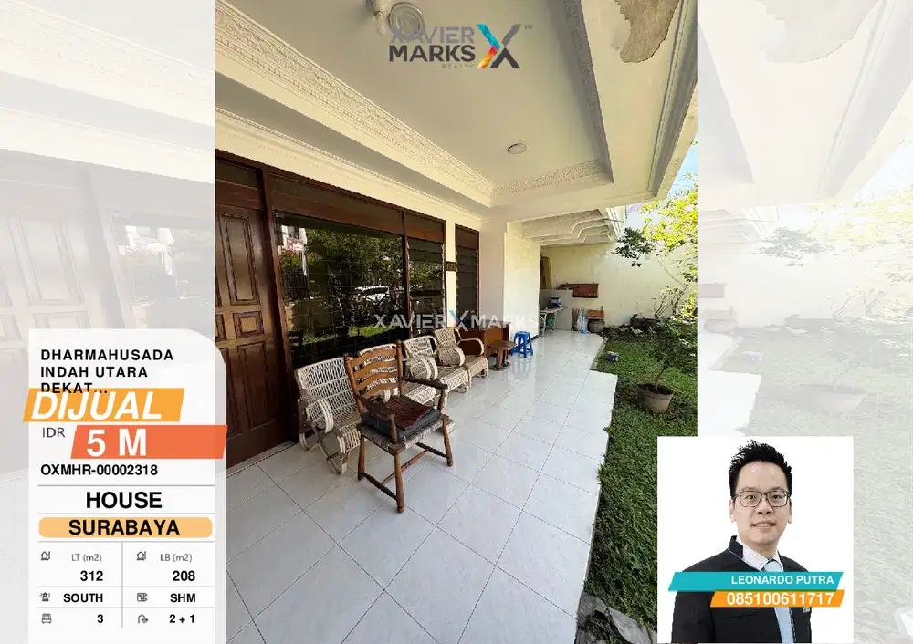 Rumah Dharmahusada indah utara dimensi 12.5x25 meter dekat Galaxy Mall
