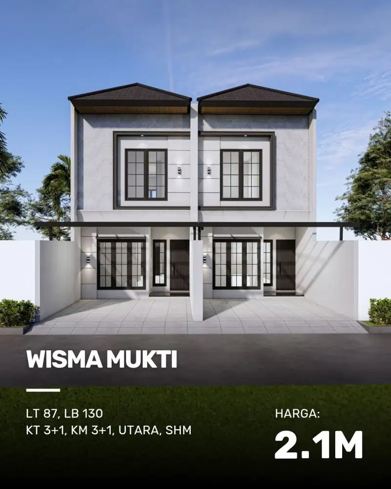 Rumah Wisma Mukti NEW MINIMALIS ROW 3 MOBIL carport 2