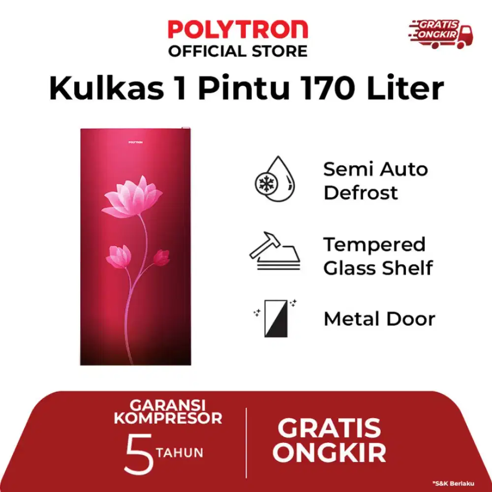 Kulkas Polytron 1 Pintu PRB179R 170 Liter