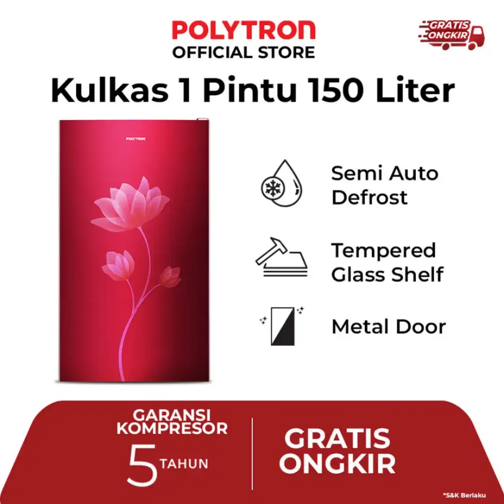 Kulkas Polytron 1 Pintu PRB159R 150 Liter