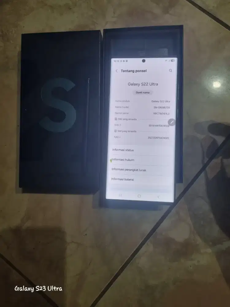 Samsung S22 Ultra 12/256 SEIN Fullset original bawaan pabrik