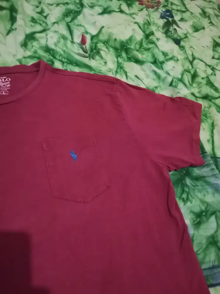 Kaos POLO RALPH LAUREN/ Kantong Depan/ Merah/ setara XL (ORIGINAL)