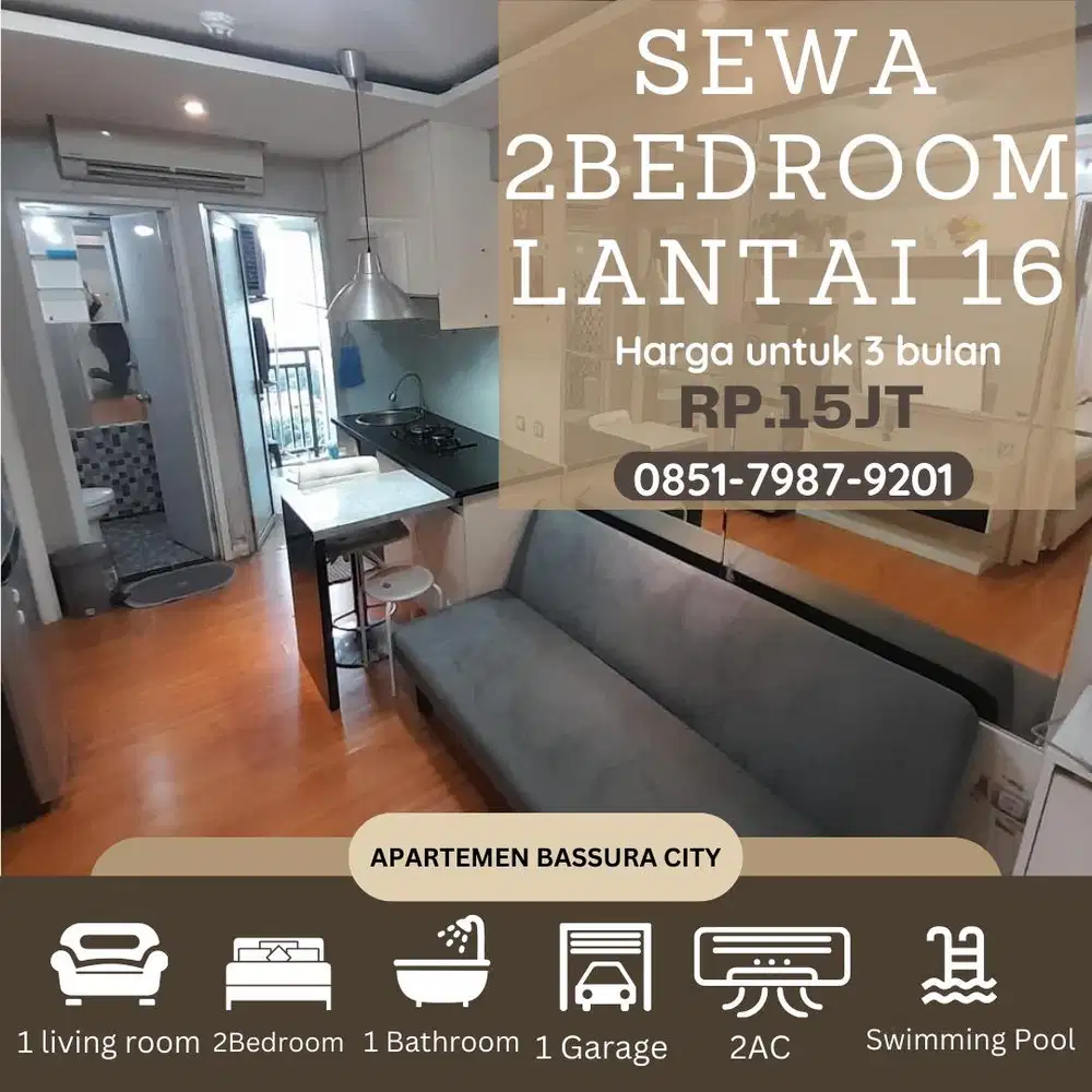2kamar sewa samping mall furnished estetik apartemen bassura city