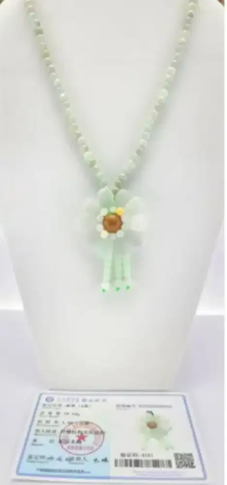 Kalung giok liontin bentuk bunga DIY