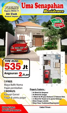 Jual rumah indent langka hanya 500an jt