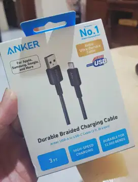 ANKER Kabel Charger Type C / USB-A to USB-C 3ft Fast Charging  - HITAM