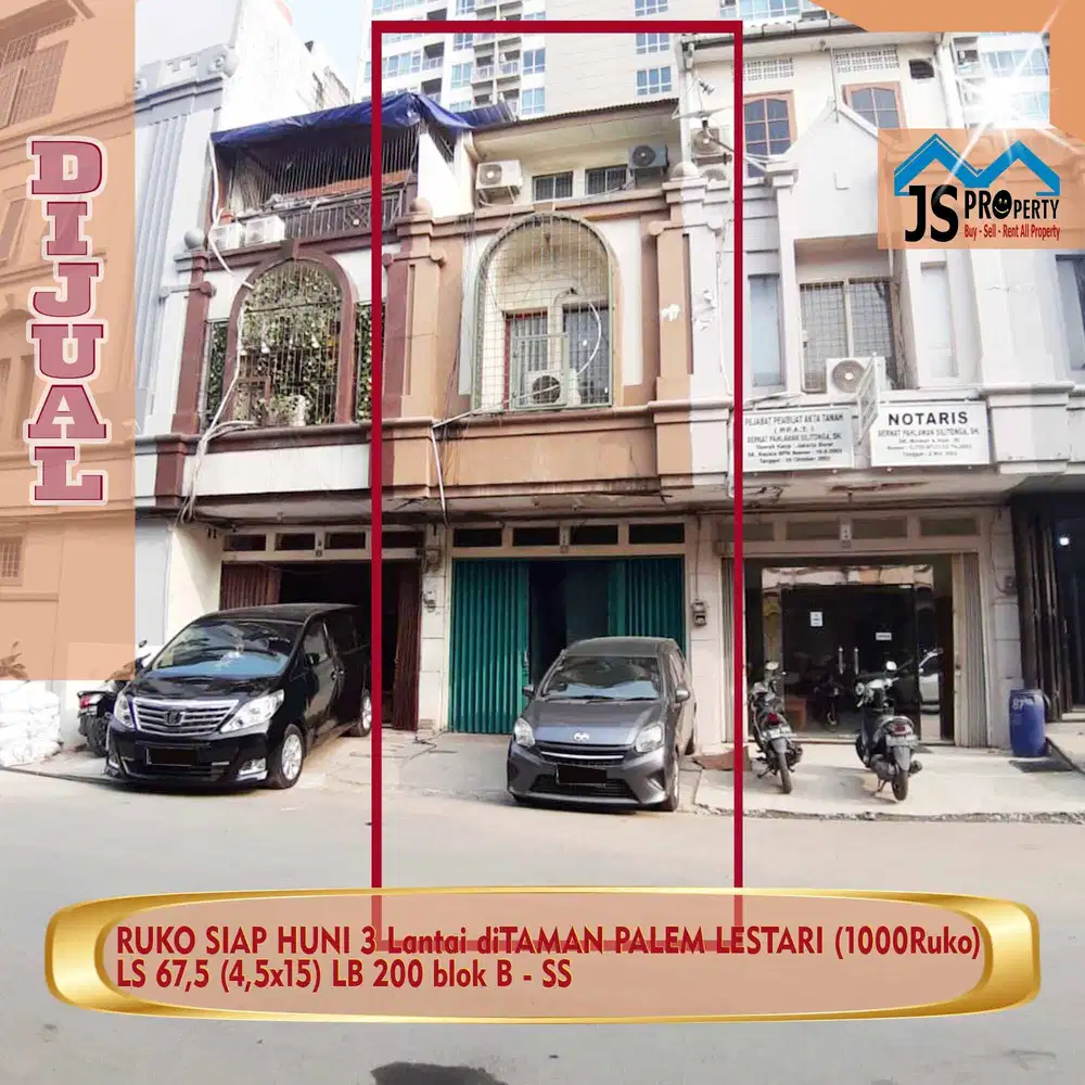 DIJUAL RUKO SIAP HUNI 3 Lantai diTAMAN PALEM BRK1000 Jakarta Barat -SS