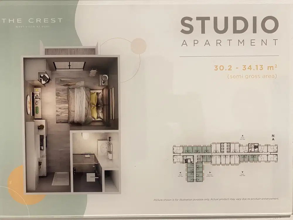 Apartemen Studio Free PPN Furnished 34m2 di West Vista Puri