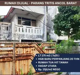 Hrg Menarik Dijual Rumah Tua Hitung Tanah Ancol Barat Parang Tritis Uku 7x25 hHrg Menarik