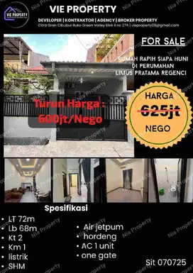 Di Jual Cepat Rumah Cantik Siap Huni 600Jt Nego. Limus Pratama Regency.