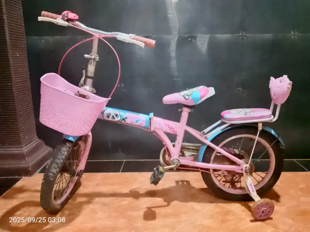 Sepeda lipat anak kouan pink 12 inch roda 4 / roda2