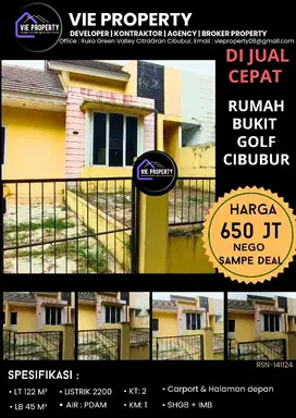 DIJUAL RUMAH MURAH CIBUBUR HITUNG TANAH DI BUKIT GOLF RIVERSIDE