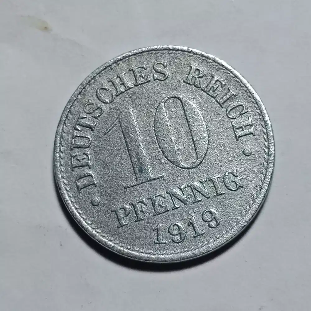 Koin Thn Cantik 1919 JERMAN KING WILLIEM 10 PFENNIG