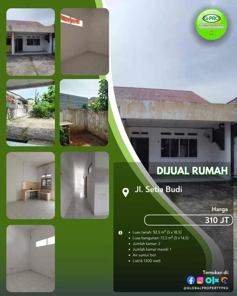 dijual rumah jalan setiabudi tengah kota pekanbaru perlu renov sedikit 300 JT