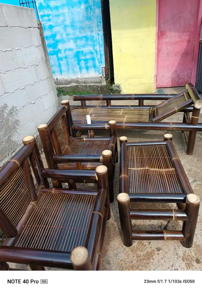 Jual kursi dan bale dr bambu hitam asli