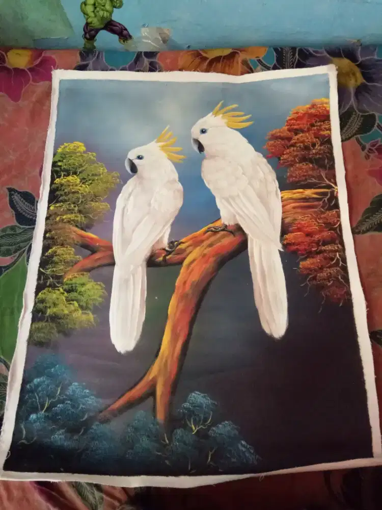 Lukisan kanvas burung