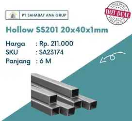 Hollow SS201 20x40x1mm