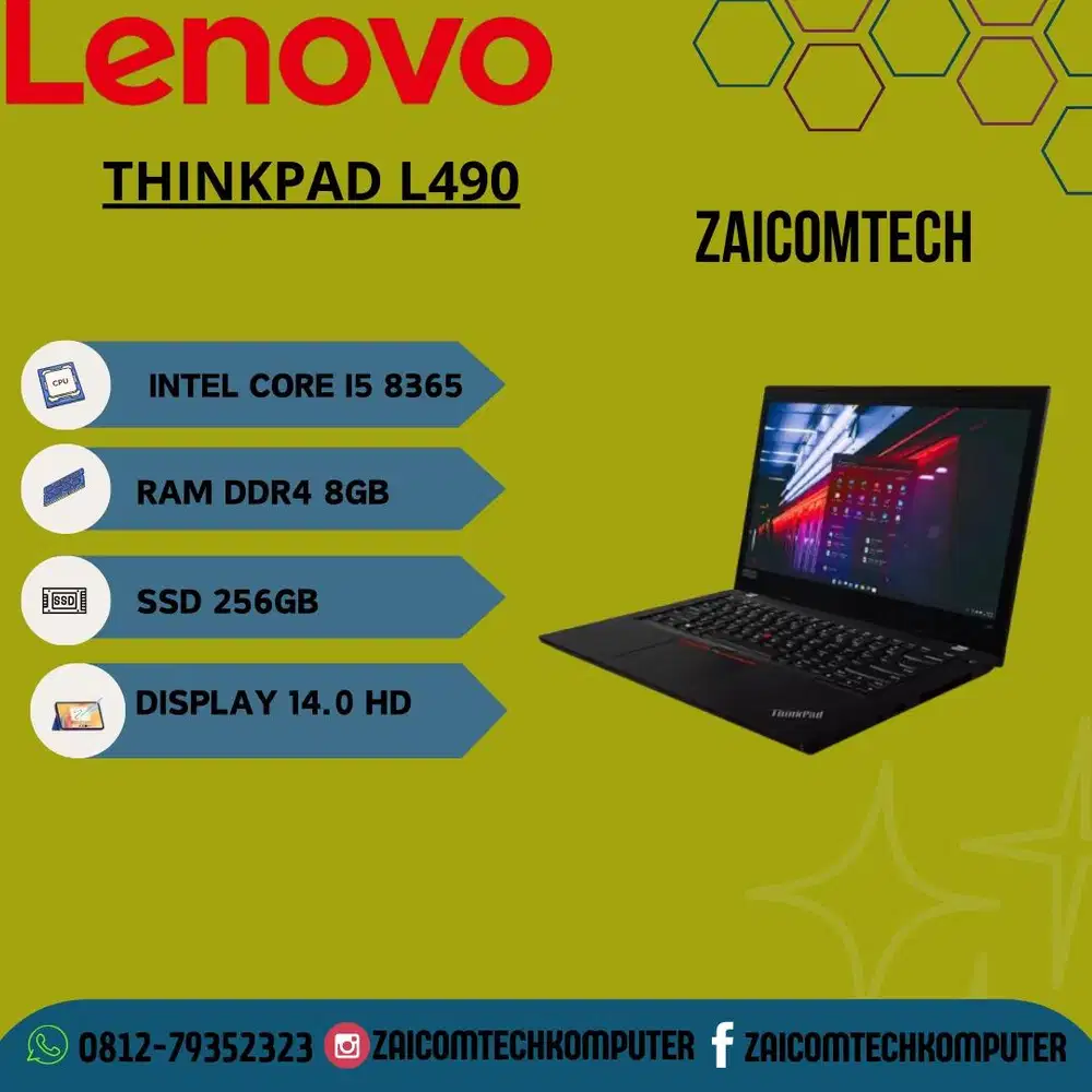 Laptop Lenovo Thinkpad i5 gen8 Ram 8Gb Ssd 256Gb Garansi 6 bln