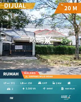Rumah Terawat Simpang Wilis Indah Malang Luas Tengah Kota