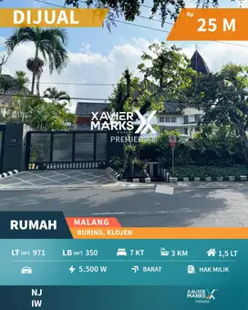 Rumah Klasik Terawat Bangunan Kokoh Luas di Buring Klojen Malang