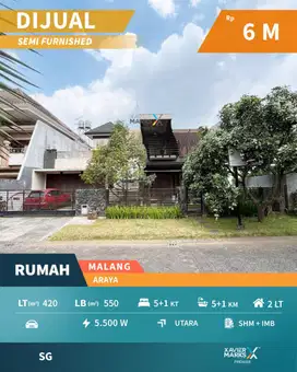 Rumah Modern Tropis di Araya Golf Blimbing Malang Semi Furnish