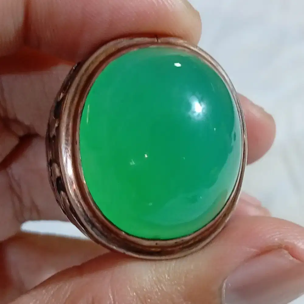 Batu Neprite Natural Chrysoprhase Australia memo IGS ring Handmade