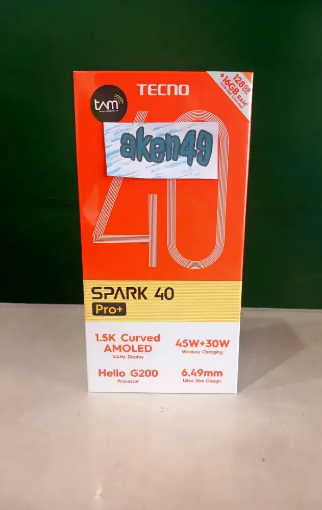 Tecno Spark 40 Pro Plus 8Gb 128Gb Layar Curved BTtery 5200mAh Resmi