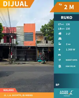 Dijual Ruko di Jalan LA. Sucipto Blimbing Malang Cocok Untuk Usaha