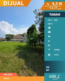 Dijual Tanah Kavling di Jalan Kembar Cluster Villa Golf Araya Malang
