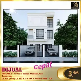 DIJUAL RUMAH 2.5 LANTAI DITAMAN MODERNLAND TANGERANG