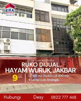 Dijual Ruko di Hayam Wuruk, Jakarta Barat